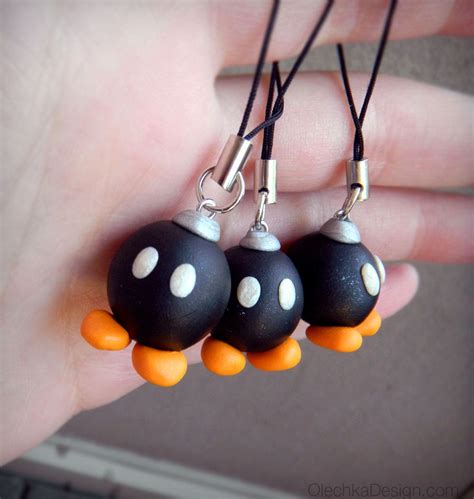 Bob Omb Bomb Super Mario Bros Phone Charm Keychain Ornament Key