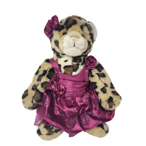 Build A Bear Leopard Jaguar Cheetah Stuffed Animal Toy 16” With Pink