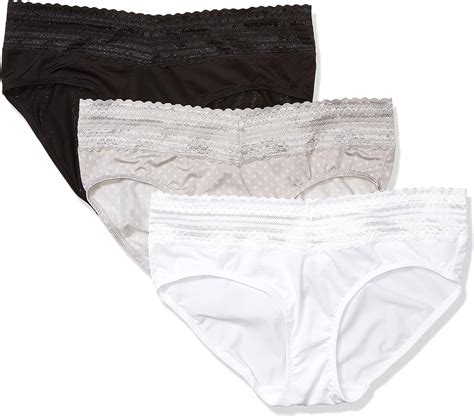 Warners Womens No Pinching No Problems 3 Pack Micro Hipster With Lace Panties Hipster Panties