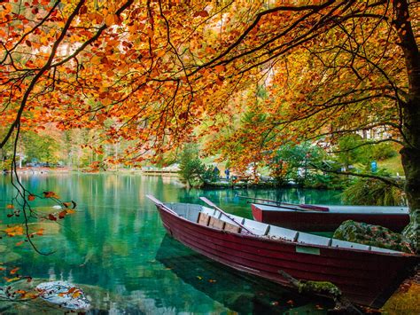 Autumn Lake Beautiful Turquoise Water Trees Hd Wallpaper 73142