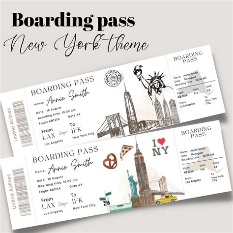 Printable and Editable New York Surprise Boarding Pass Ticket - Etsy