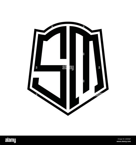 Sm Logo Monograma Con Plantilla De Diseño De Contorno Con Forma De