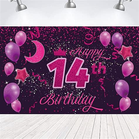 Wxlwxz Sweet Happy 14th Birthday Backdrop Banner Poster 14 Birthday Party