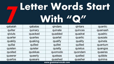 Seven Letter Words Starting With Q Grammarvocab