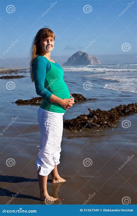 Pregnant Woman On Beach Stock Image Image Of Mother 51267349