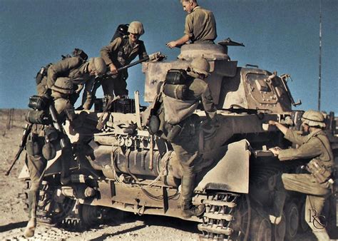 Colorized Photo Of An Assault Team Climbing Aboard A Panzer Iv Ausf D