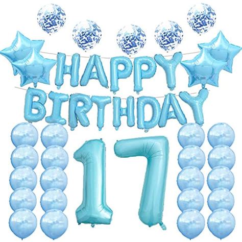 17th Birthday Decorations17th Balloons Bluenumber Mylar Balloonlatex