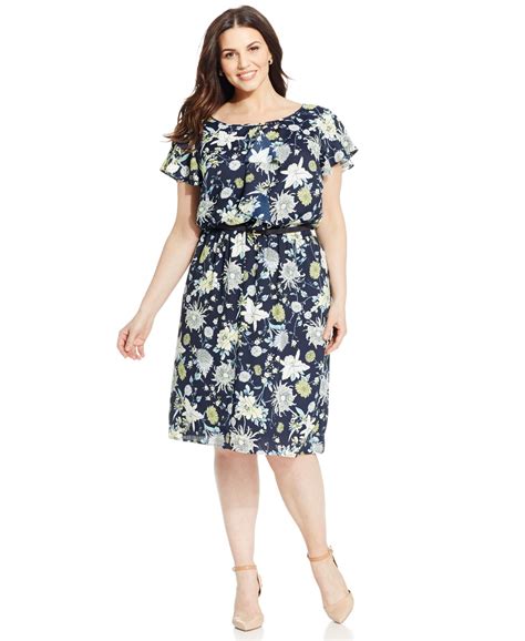 Jones New York Collection Plus Size Floral Print Ruffled Dress