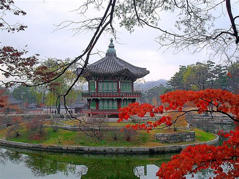 Free Images Secret Garden Korea Hyangwonjeong Water Sky Flower