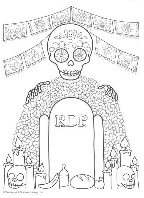 Dibujos Para Colorear El D A De Los Muertos Altar De Muertos Dibujo Dia De Muertos
