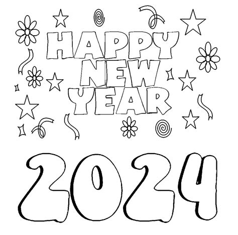 Happy New Year 2024 Coloring Pages Coloringlib