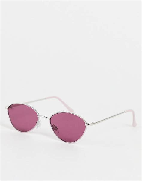 jeepers peepers slim oval sunglasses in red asos