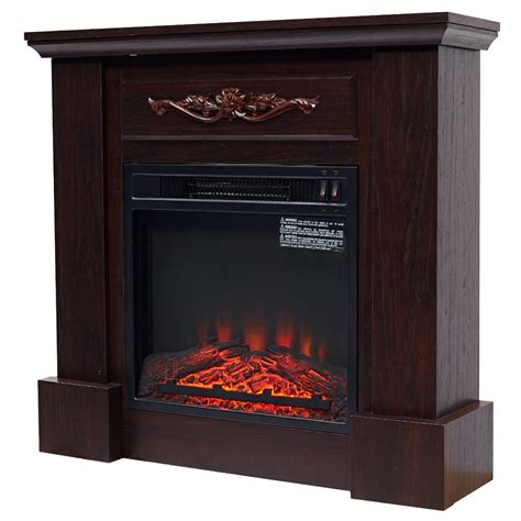 Homcom Freestanding Electric Fireplace Heater With Mantel Wood 1400w