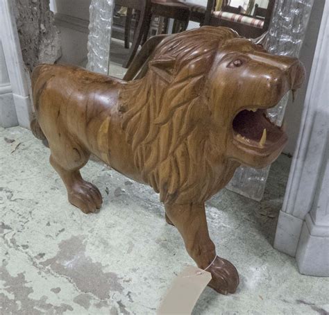 Moroccan Carved Wooden Lion 79cm L Nose To Tail X 53cm H Max