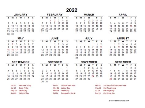 Singapore Calendar 2022 With Public Holidays Excel Imagesee