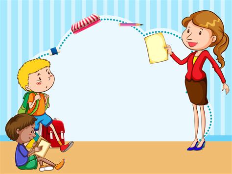Border Template With Kids And Teacher 431120 Vector Art At Vecteezy
