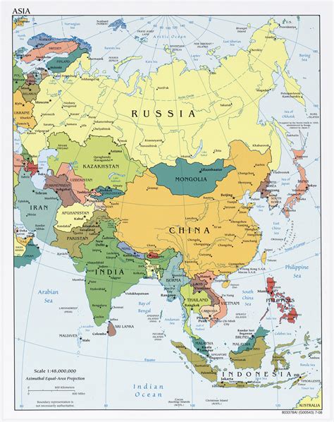Large Detailed Political Map Of Asia With Capitals And Major Cities