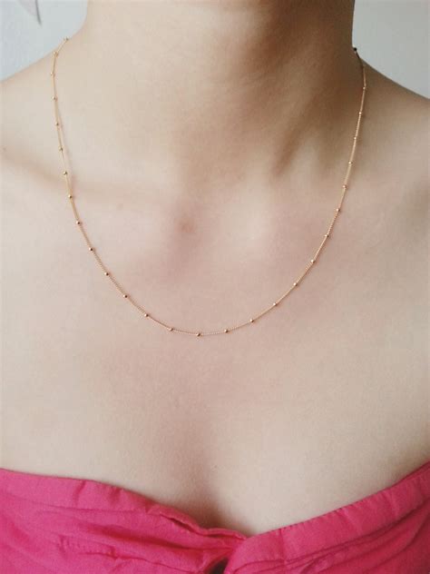 K Gold Filled Beaded Necklace Gold Choker Necklace Gold Etsy