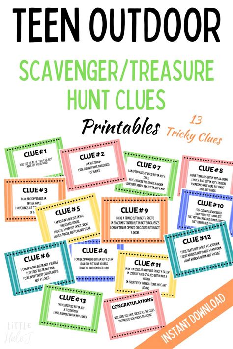 Teen Scavenger Hunt Treasure Hunt Outdoor Clues Teen Clues Birthday Scavenger Hunt Birthday
