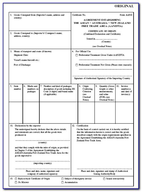 Certificate Of Origin Fillable Form Printable Forms Free Online