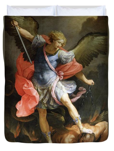 Archangel Michael Defeating Satan Duvet Cover For Sale By Guido Reni