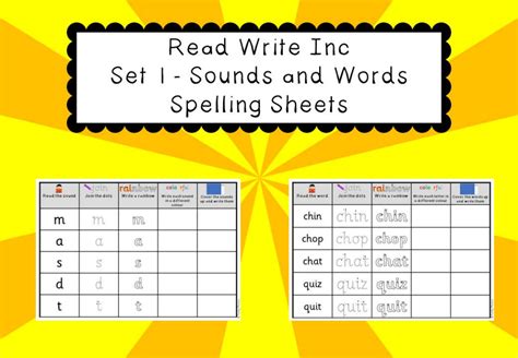 phonics read write inc set 1 sounds and words spelling sheets teaching resources read