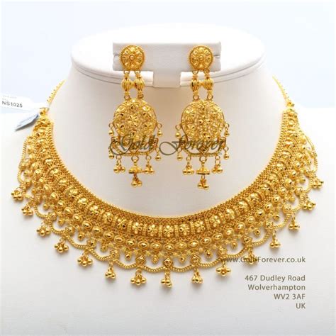 22 Carat Indian Gold Necklace Set 64 Grams Codens1025 Indian Gold