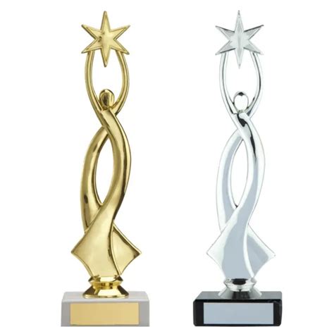 Gold And Silver Star Achievement School Awards Trophies 240mm Free