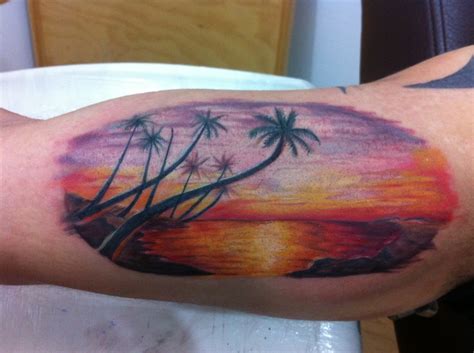 Coloured sunset arm tattoo - | TattooMagz › Tattoo Designs / Ink Works