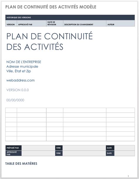 Modèles Gratuits De Plan De Continuité Dactivité Smartsheet