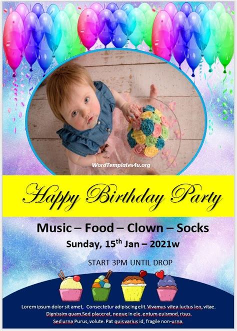 13 Free Birthday Party Invitation Flyer Templates Microsoft Word