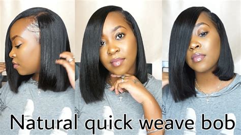 Most Natural Looking Quick Weave Bob W Side Part YouTube