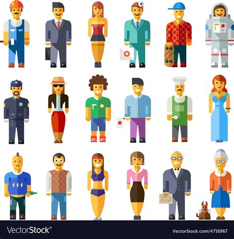 Cartoon Flat People Different Characters Vector Image
