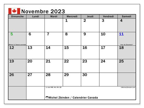 Calendriers Novembre 2023 à Imprimer Michel Zbinden Ca