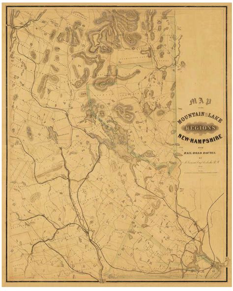 White Mountains 1852 Conant Old Map Reprint New Hampshire Old Maps