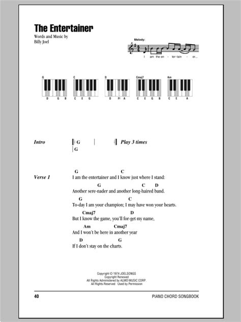 entertainer sheet  billy joel piano chordslyrics
