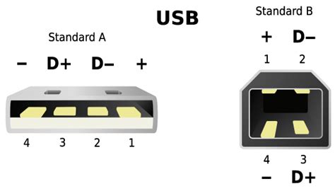 Usb A And Usb B Connector Pinout Viewed From The Front Source Simon