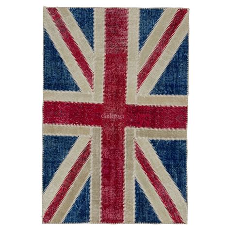 8x10 Ft Union Jack British Flag Design Patchwork Rug Custom Colors