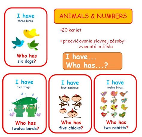 Animals Numbers I Have Who Has Anglický Jazyk Učiteliaučiteľomsk