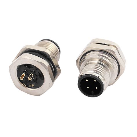 China Male Front Mount M12 Connector 4 Pin A Coded With Solder Cup Pin