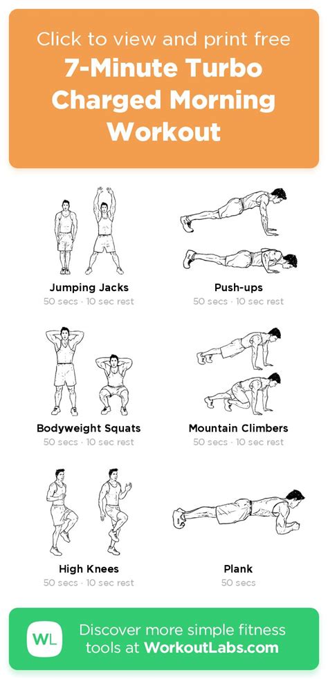 Minute Turbo Charged Morning Workout Click To View And Print This Illustrated Exercise Plan