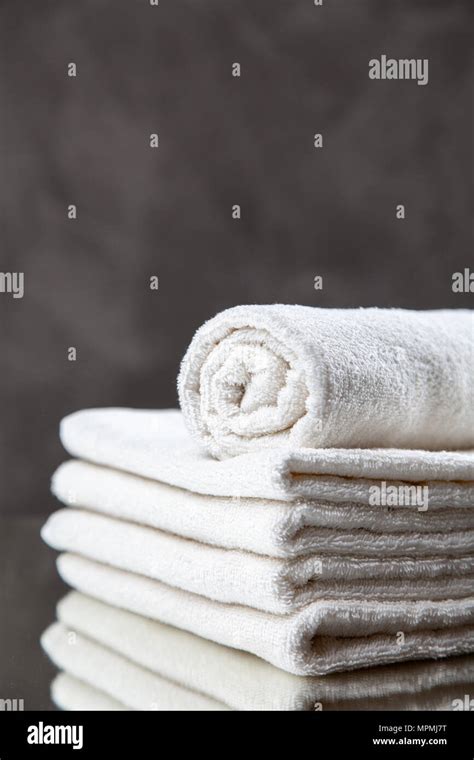 Pile Of White Towels Stock Photo Alamy