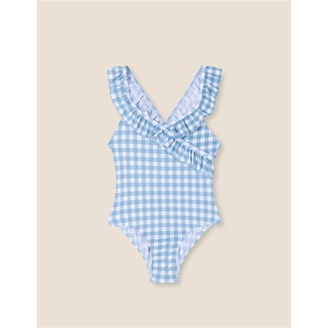 Bañador Vichy Azul Para Niña 2 10 Añosgocco Bikini Para Niñas