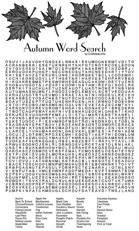 While each piece has a unique shape, the hues are nearly indistinguishable from those next to it. Autumn Word Search Printable | AllFreePaperCrafts.com