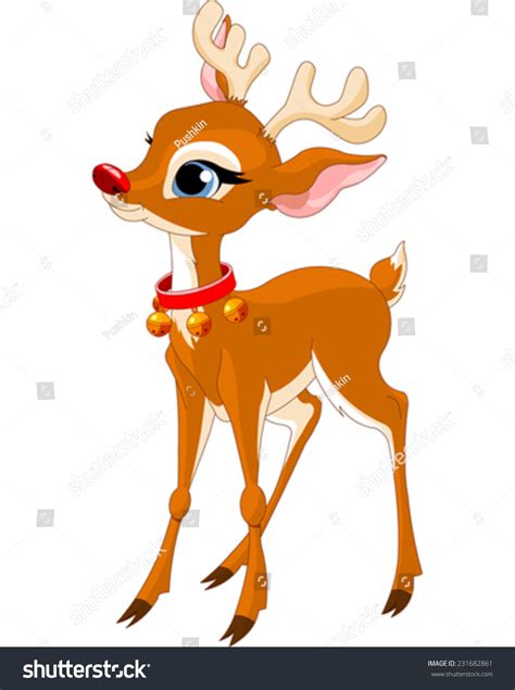 Illustration Cute Christmas Reindeer Rudolf Stock Vector Royalty Free 231682861 Shutterstock