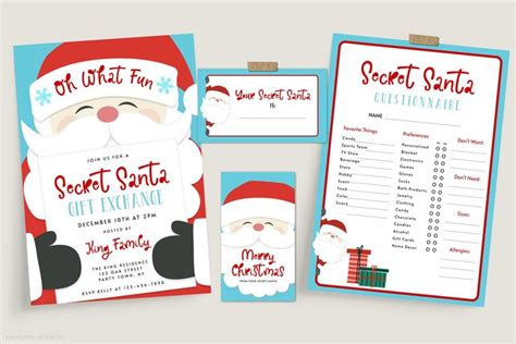 Editable Secret Santa Template Bundle Printable Secret Santa Etsy