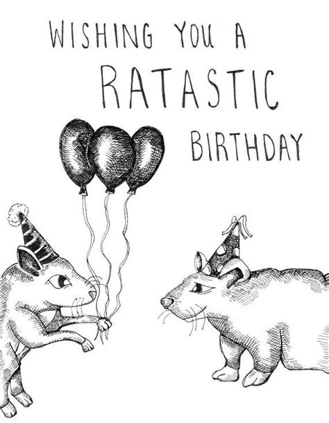 Rat Birthday Card Etsy Cartoon Rat Birthday Cards Birthday