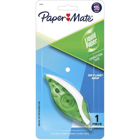 Papermate Liquid Paper Dryline Grip White Out Correction Tape Each