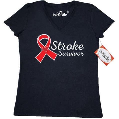 Inktastic Stroke Survivor Ribbon Womens V Neck T Shirt Awareness