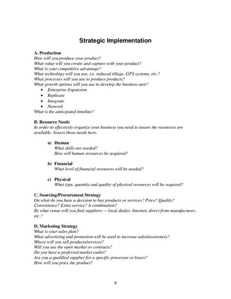Short Business Plan Template In Word And Pdf Formats Page 9 Of 11